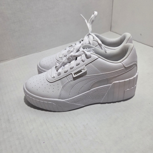 Puma White Cali Wedge Sneakers - Picture 5 of 9